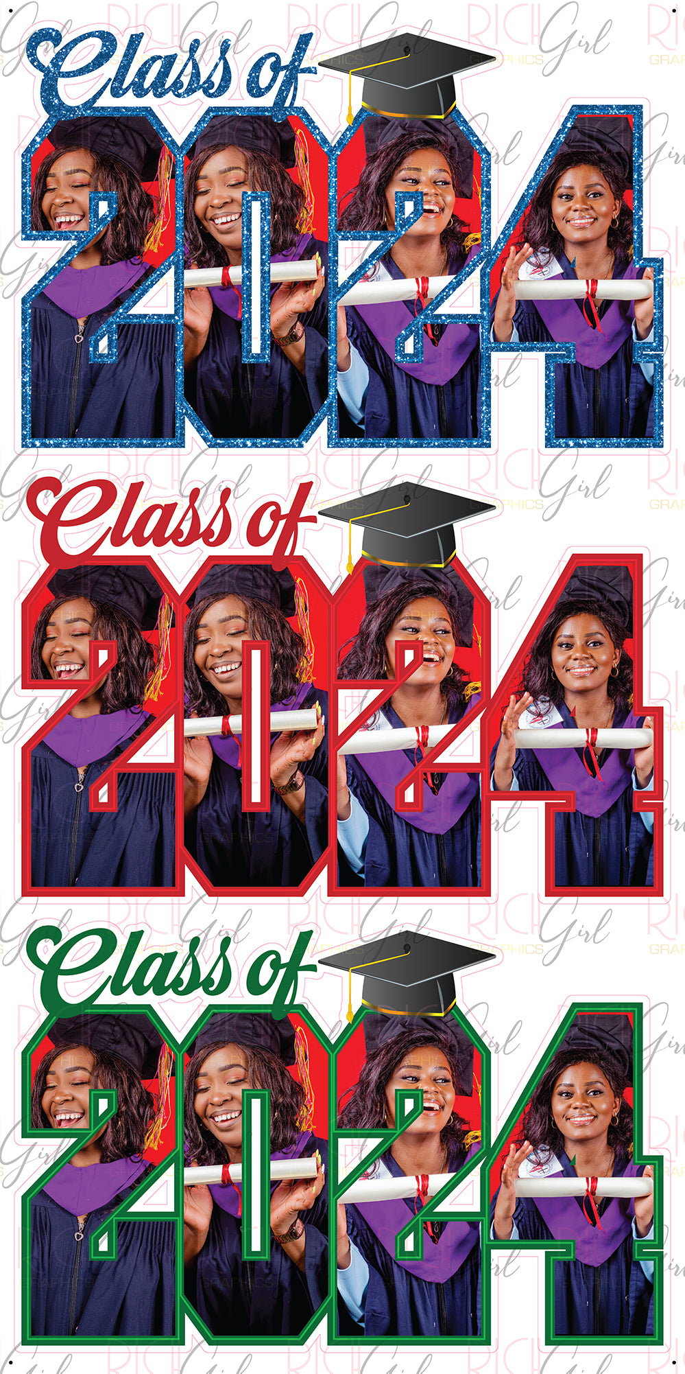 3-Piece Custom Graduation Photo Flash 2024 – Rich Girl Graphics