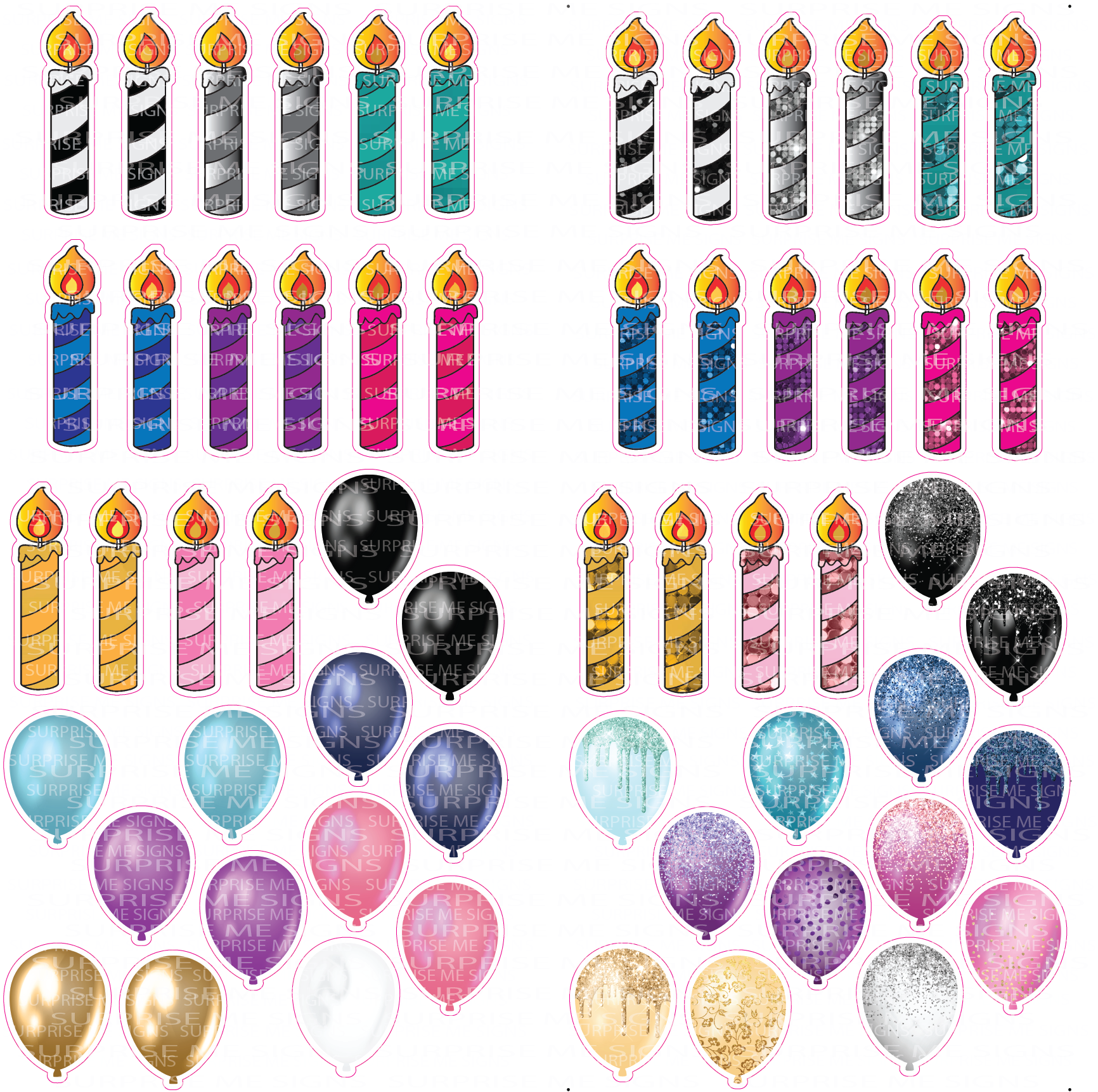 FLAIR Hot Pink Black and Gold - Balloons, Streamers, Candles, Stars Co –  Rich Girl Graphics