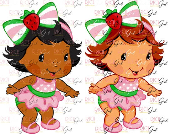 Strawberry Shortcake Clipart (Dark and Light Skintone Available) – Rich ...