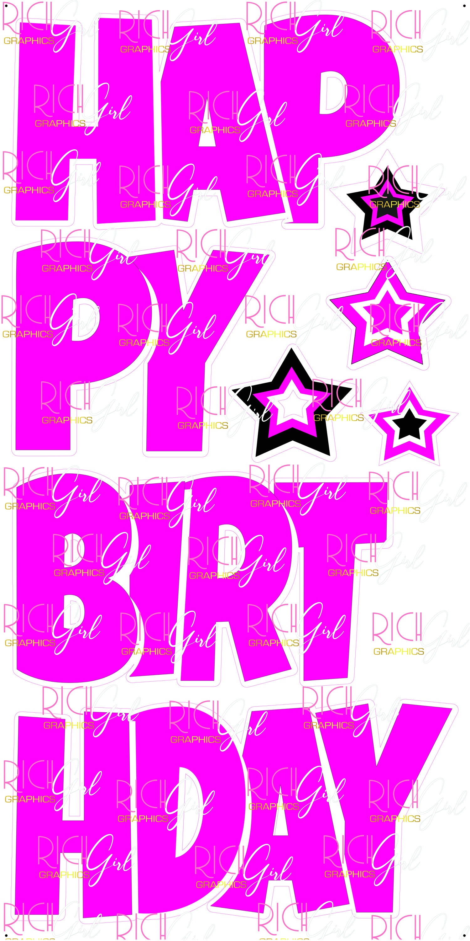 Star - Style B - Chunky Glitter Hot Pink - Yard Card - Yard Cards Direct,  LLC